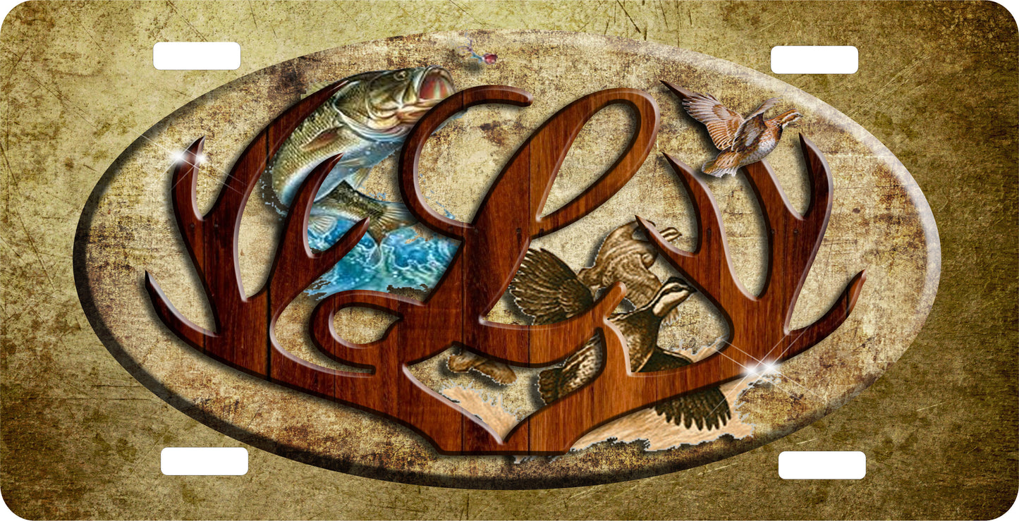 Deer Antlers Initials License Plate