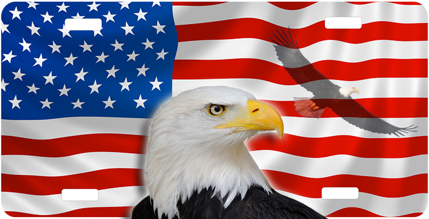 Eagle With Flag License Plate