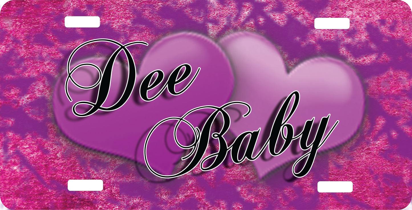 Double Pink Heart License Plate 1