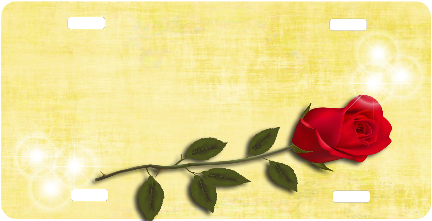 Red Rose License Plate - Custom Personalized Sublimation Plate | 12 Colors