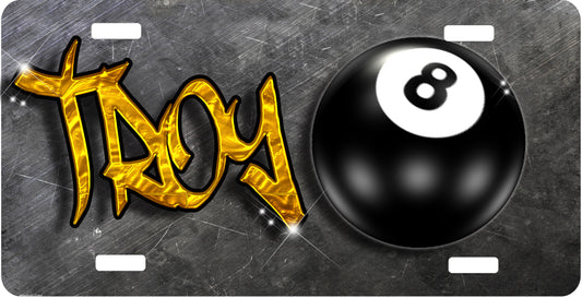 8 Ball License Plate - Custom Personalized Sublimation Plate | Billiards