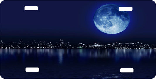 Blue Moon License Plate - Custom Personalized Sublimation Plate | Lunar Vibes