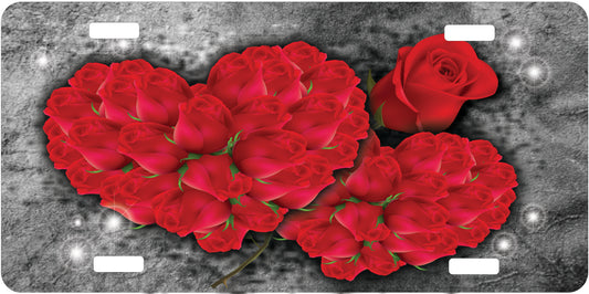 Double Rose Heart License Plate - Custom Personalized Sublimation Plate | 9 Colors