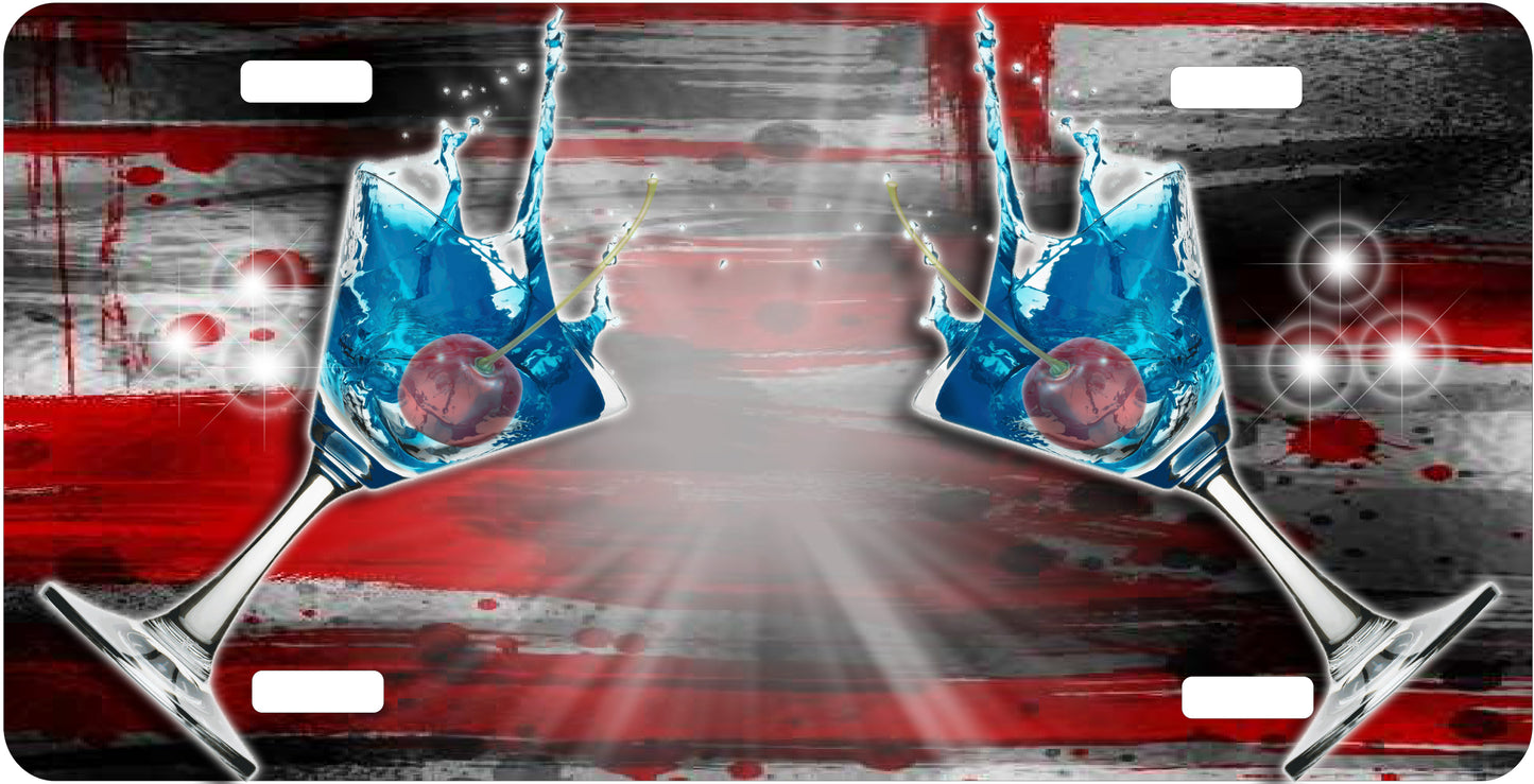 Double Wine Glass License Plate - Custom Personalized Sublimation Plate | 11 Colors
