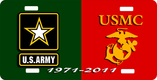 Army and Marines License Plate - Custom Military Pride Sublimation Plate
