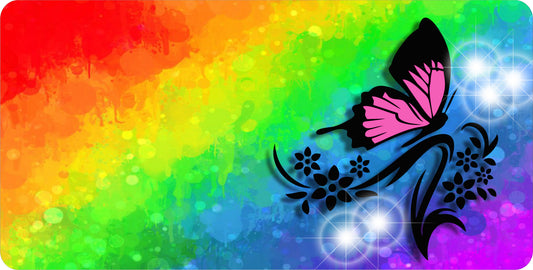 Rainbow Butterfly License Plate - Custom Personalized Sublimation Plate