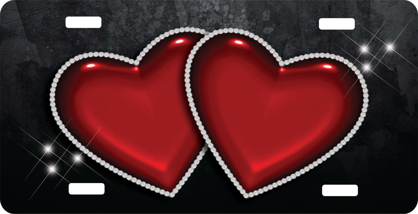 Double Heart License Plate - Custom Personalized Sublimation Plate | 10 Colors