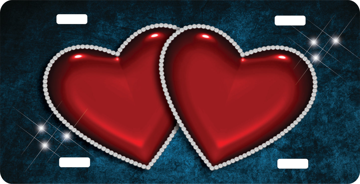 Double Heart License Plate - Custom Personalized Sublimation Plate | 10 Colors