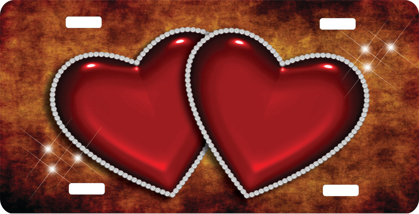 Double Heart License Plate - Custom Personalized Sublimation Plate | 10 Colors