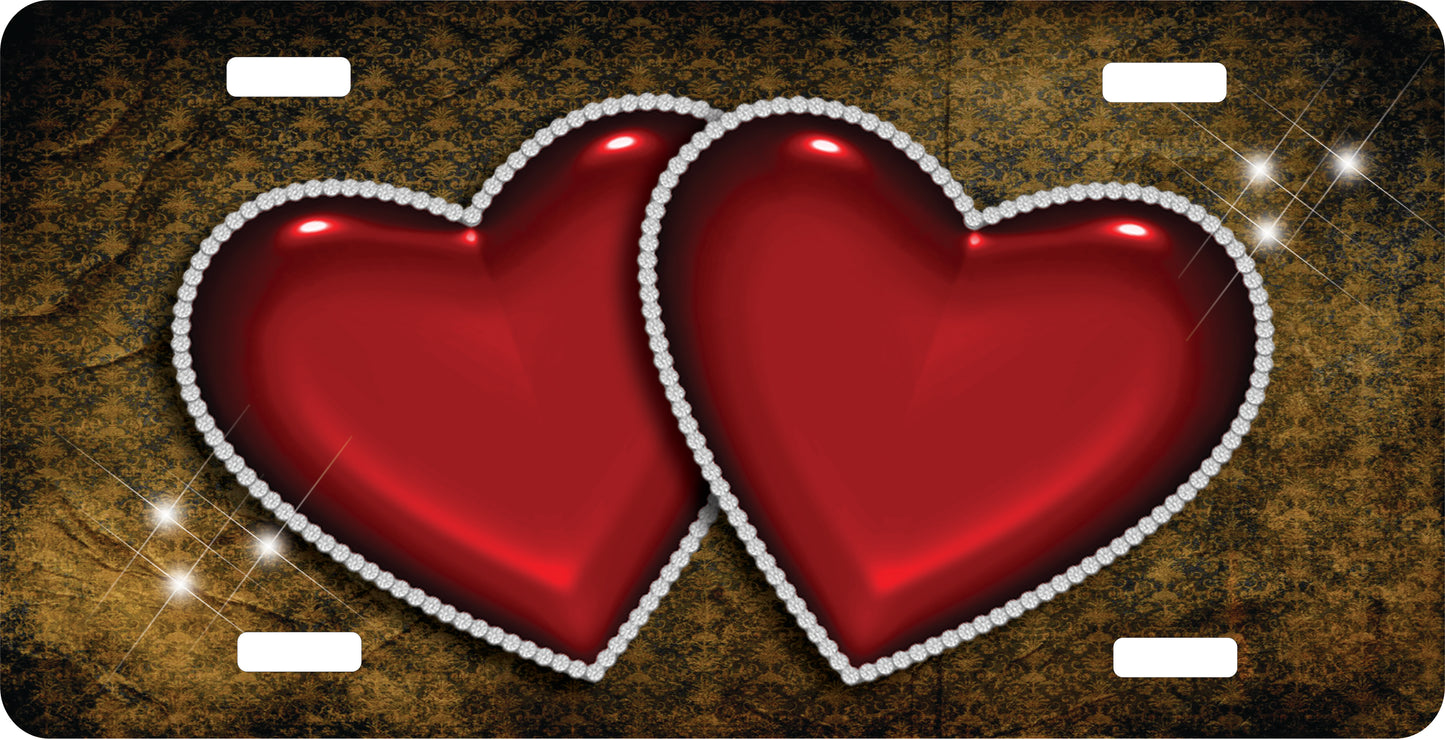 Double Heart License Plate - Custom Personalized Sublimation Plate | 10 Colors
