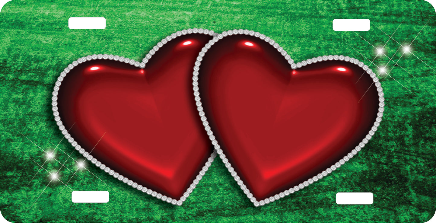 Double Heart License Plate - Custom Personalized Sublimation Plate | 10 Colors