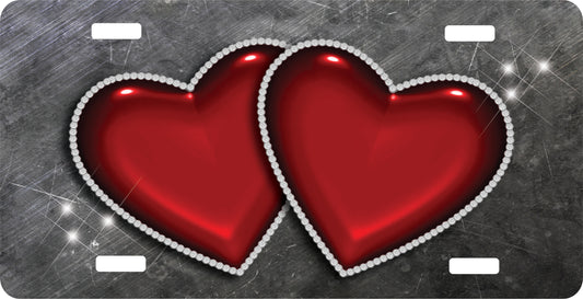 Double Heart License Plate - Custom Personalized Sublimation Plate | 10 Colors