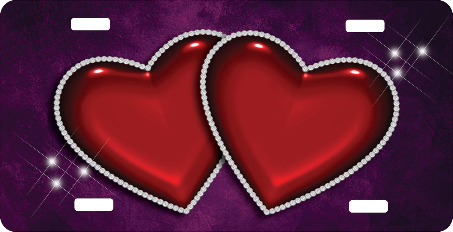 Double Heart License Plate - Custom Personalized Sublimation Plate | 10 Colors