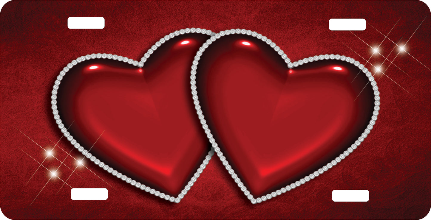 Double Heart License Plate - Custom Personalized Sublimation Plate | 10 Colors