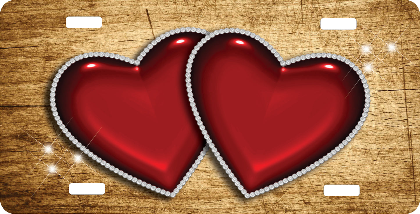 Double Heart License Plate - Custom Personalized Sublimation Plate | 10 Colors