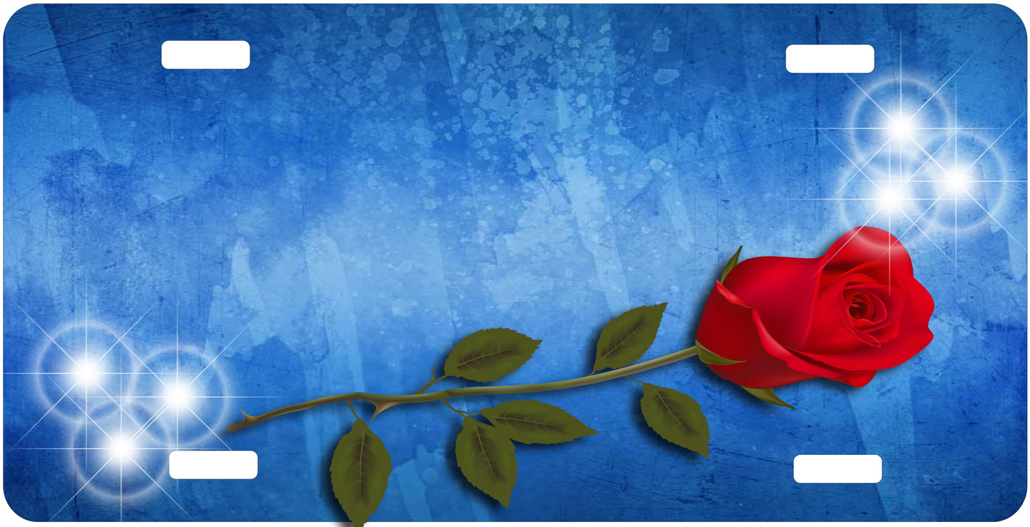 Red Rose License Plate - Custom Personalized Sublimation Plate | 12 Colors