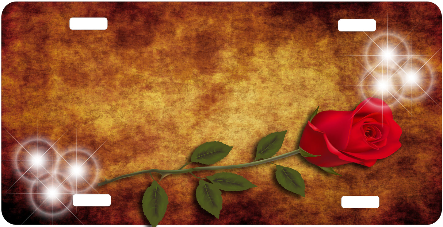 Red Rose License Plate - Custom Personalized Sublimation Plate | 12 Colors