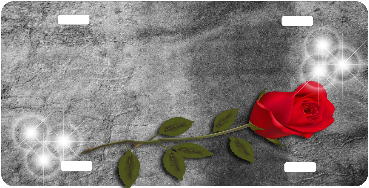 Red Rose License Plate - Custom Personalized Sublimation Plate | 12 Colors