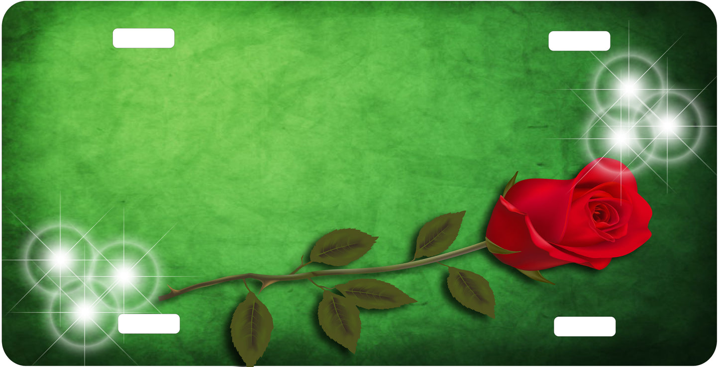 Red Rose License Plate - Custom Personalized Sublimation Plate | 12 Colors