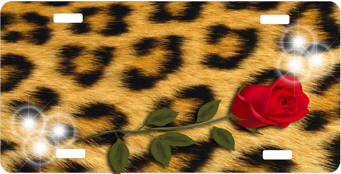 Red Rose License Plate - Custom Personalized Sublimation Plate | 12 Colors
