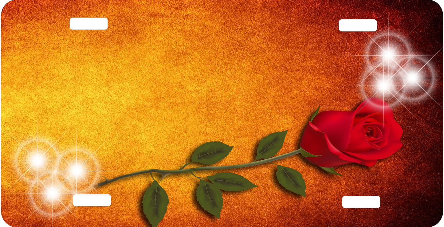 Red Rose License Plate - Custom Personalized Sublimation Plate | 12 Colors