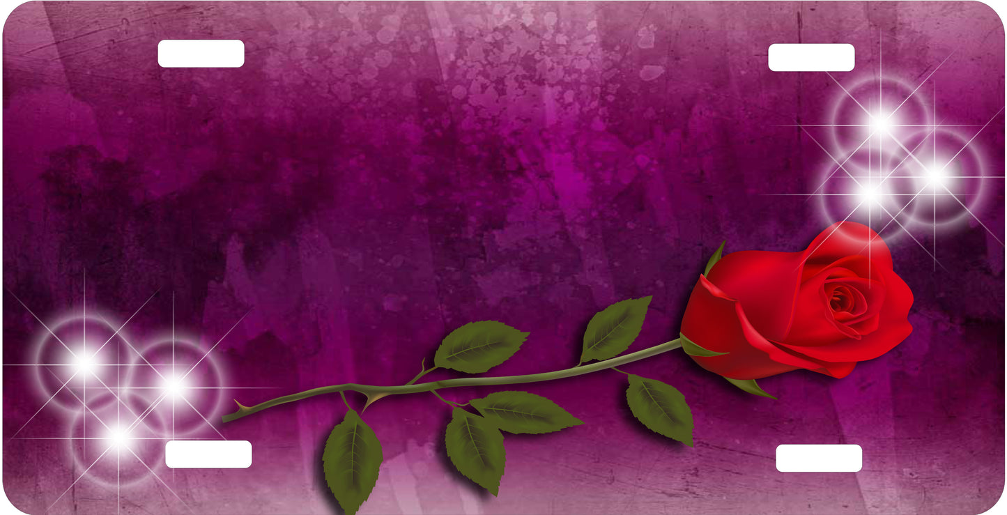 Red Rose License Plate - Custom Personalized Sublimation Plate | 12 Colors