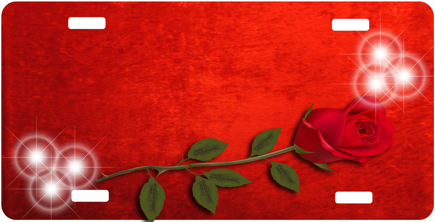 Red Rose License Plate - Custom Personalized Sublimation Plate | 12 Colors