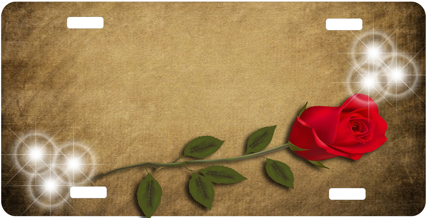 Red Rose License Plate - Custom Personalized Sublimation Plate | 12 Colors