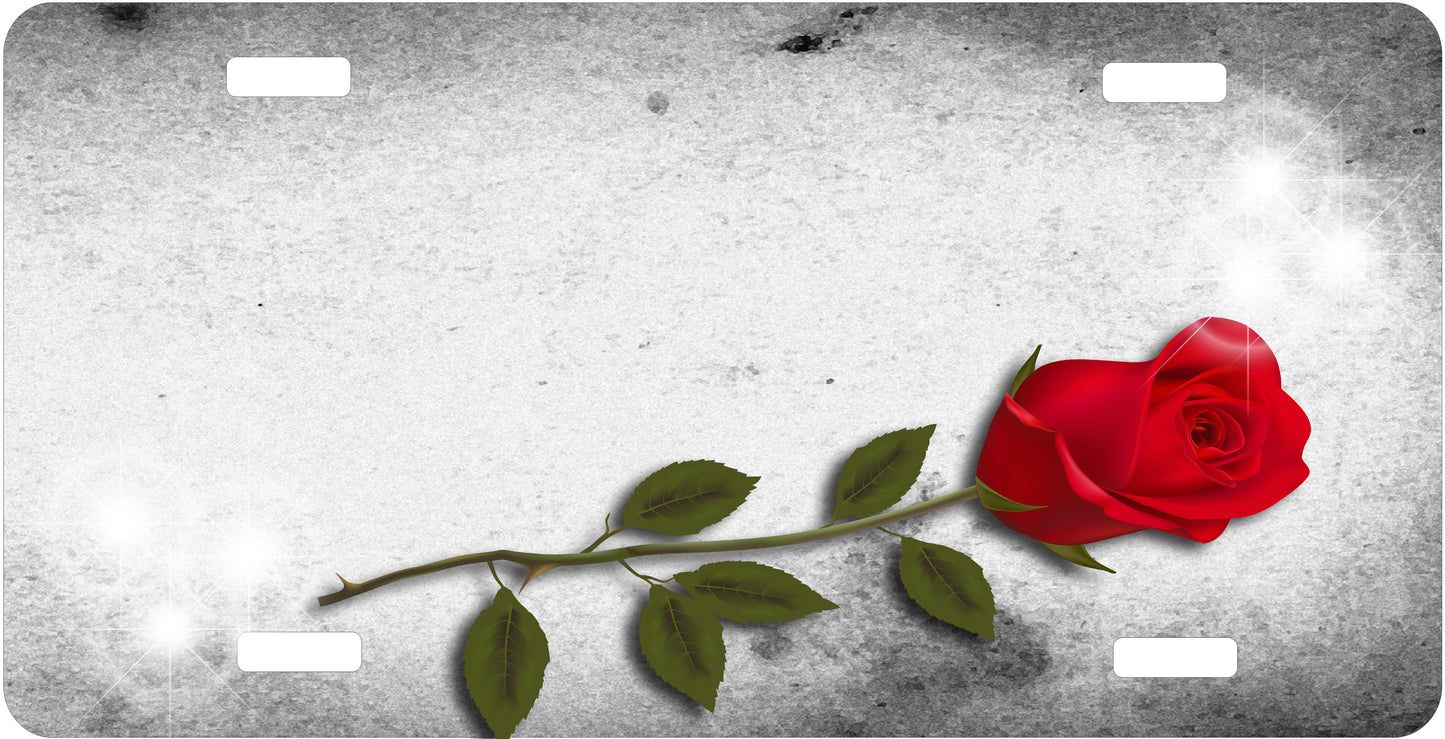Red Rose License Plate - Custom Personalized Sublimation Plate | 12 Colors